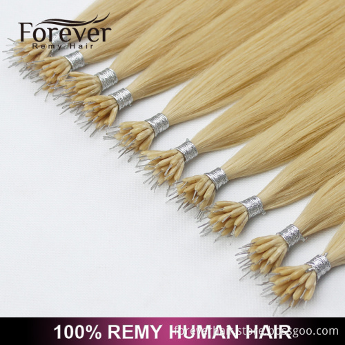 Forever professional halloween wholesale hair extension premium 100 brazilian human remy nano ring hair extension